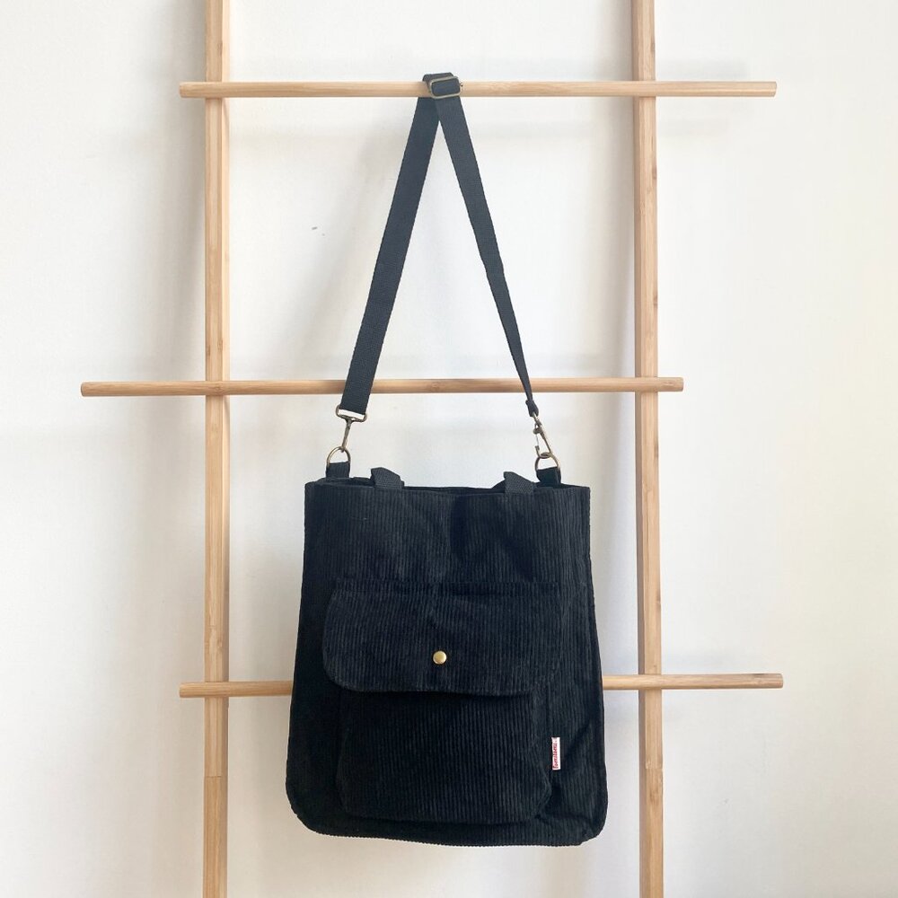 Corduroy Tote Bag with magnetic closure| Retro tote bag | Cute Tote Bag Capsule - Picture 8 of 15